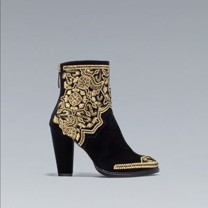 Zara Embroidered Velvet Boots